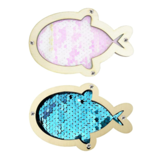 2 pieces fish-shaped wooden chips, children's toy for children